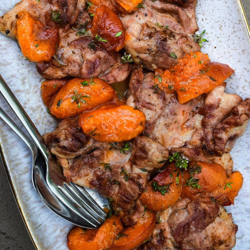 Barbecued Chicken with Grilled Apricot & Thyme Relish
