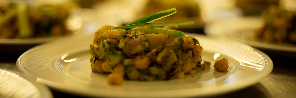 Chickpea Salad w/ Spicy Potatoes & Mint