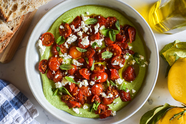 Pea & Mint Whipped Feta with Slow Roasted Tomatoes