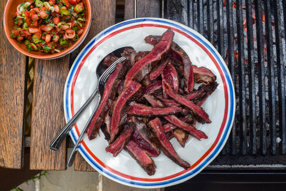 Skirt Steak with Charred Pepper Salsa