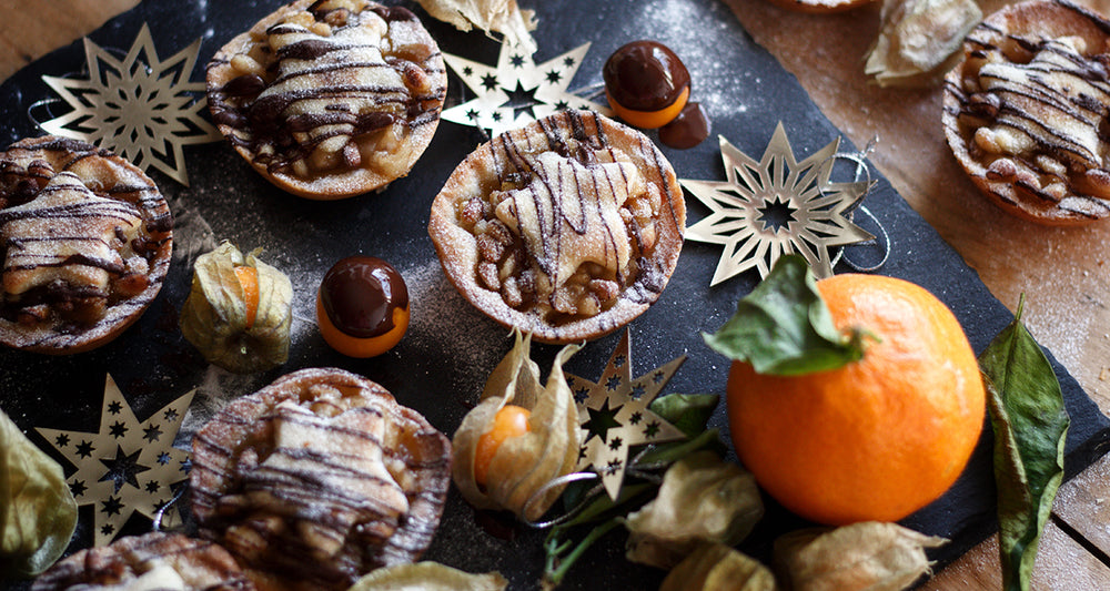 Winter Spiced Pear Tarts w/ Pine Nuts & Chocolate