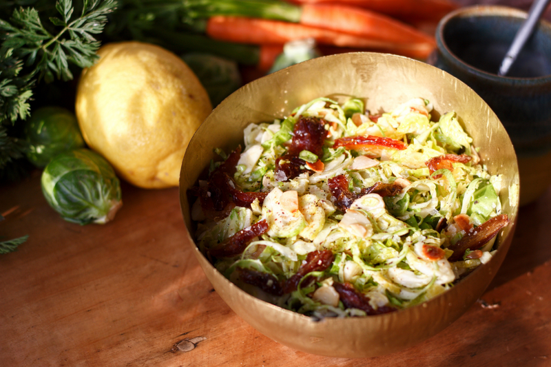 Brussels Sprouts Slaw, with Dates & Almonds